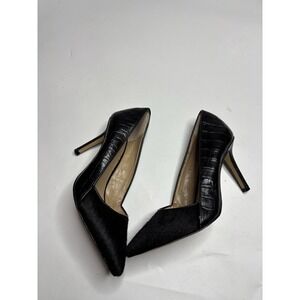 Ann Taylor Women 8.5 Crocodile Calf Hair Bianca Black Pointy Heel Style #356129